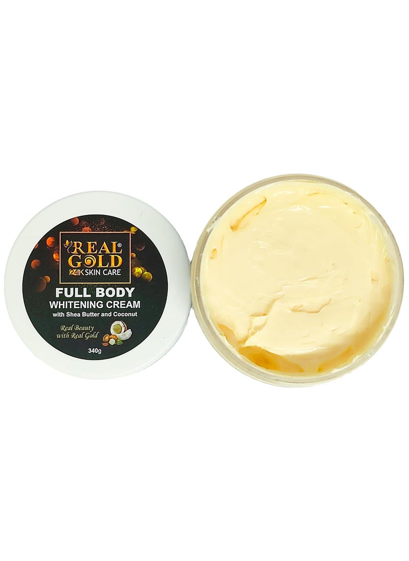 Real Gold - 24K SKIN CARE Full Body Whitening Cream with Shea Butter and Coconut 340g - Image 1