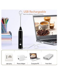 Shopping Point Milk Frother, Coffee Frother, Yogurt mixer Egg beater Handheld Foam Maker Rechargeable Electric Foam Maker with 2 Stainless Whisks Speed Adjustable Durable Frother  - Image 5