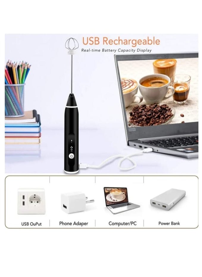 Shopping Point Milk Frother, Coffee Frother, Yogurt mixer Egg beater Handheld Foam Maker Rechargeable Electric Foam Maker with 2 Stainless Whisks Speed Adjustable Durable Frother  - Image 5