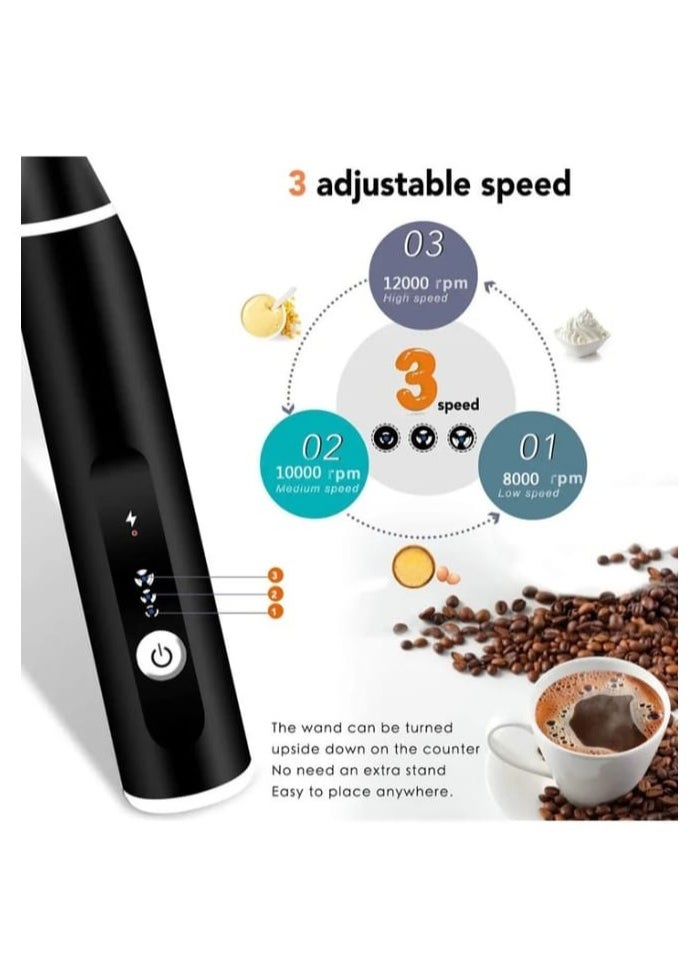 Shopping Point Milk Frother, Coffee Frother, Yogurt mixer Egg beater Handheld Foam Maker Rechargeable Electric Foam Maker with 2 Stainless Whisks Speed Adjustable Durable Frother  - Image 2
