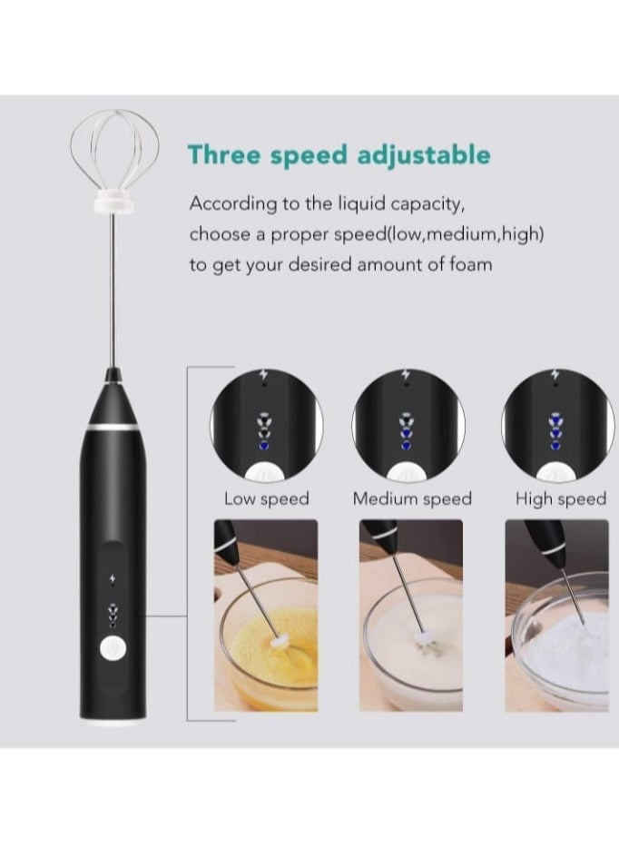 Shopping Point Milk Frother, Coffee Frother, Yogurt mixer Egg beater Handheld Foam Maker Rechargeable Electric Foam Maker with 2 Stainless Whisks Speed Adjustable Durable Frother  - Image 4