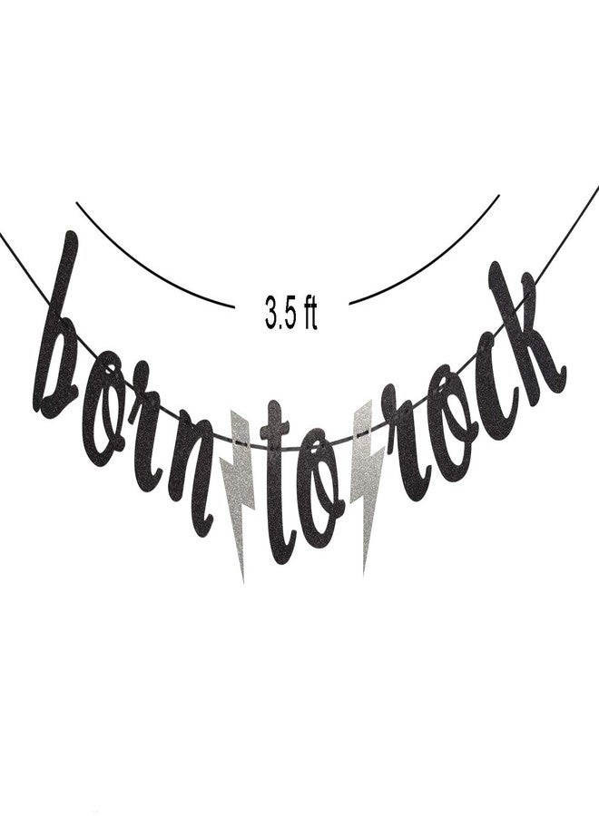FOZEE Born to Rock Glitter Banner for Rock Birthday Party Decorations (Black) - Image 2