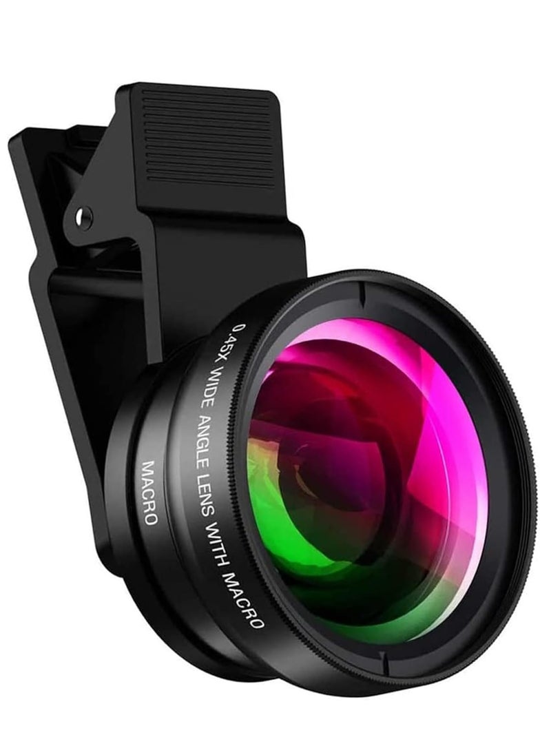 APEXEL Cell Phone Camera Lens 2 in 1 Clip-on Lens Kit 0.45X Super Wide Angle & 12.5X Macro Phone Camera Lens for iPhone 8 7 6s 6 Plus 5s Samsung Android & Most Smartphones Black  - Image 1