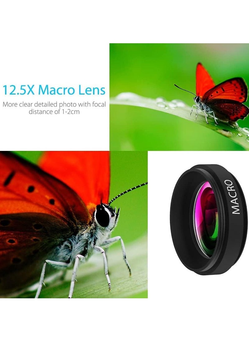 APEXEL Cell Phone Camera Lens 2 in 1 Clip-on Lens Kit 0.45X Super Wide Angle & 12.5X Macro Phone Camera Lens for iPhone 8 7 6s 6 Plus 5s Samsung Android & Most Smartphones Black  - Image 3