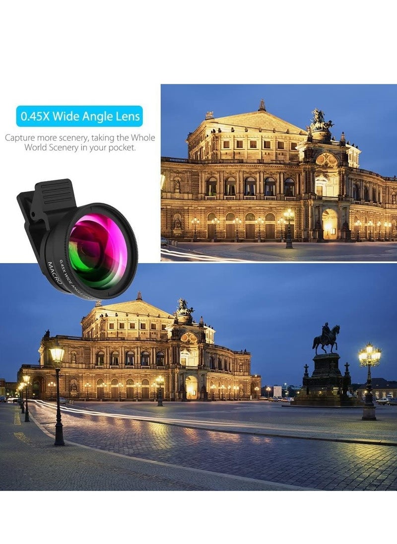 APEXEL Cell Phone Camera Lens 2 in 1 Clip-on Lens Kit 0.45X Super Wide Angle & 12.5X Macro Phone Camera Lens for iPhone 8 7 6s 6 Plus 5s Samsung Android & Most Smartphones Black  - Image 4