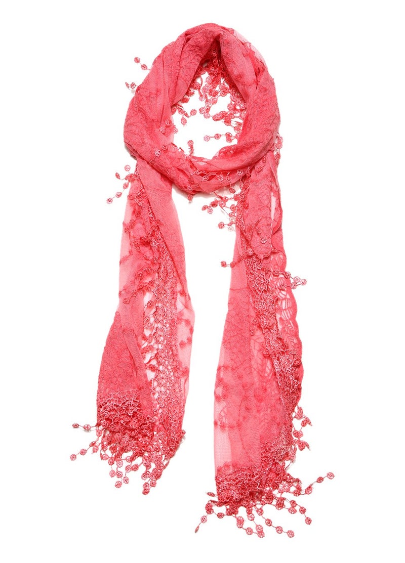 Tan's Women's lightweight Feminine Lace teardrop fringe Vintage Mesh Crochet Tassel Scarf for Women - Image 3