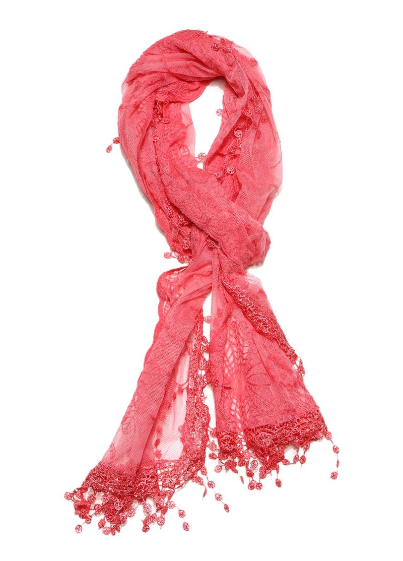 Tan's Women's lightweight Feminine Lace teardrop fringe Vintage Mesh Crochet Tassel Scarf for Women - Image 2