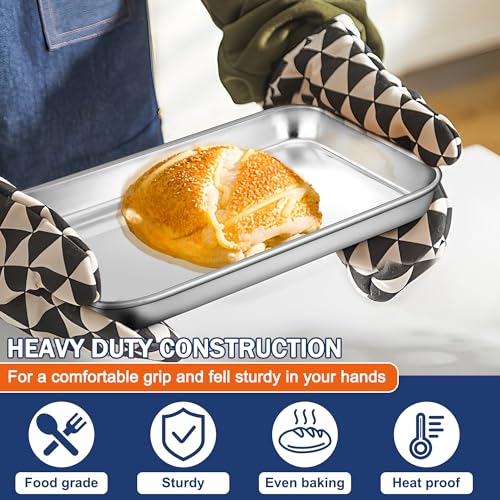 P&P CHEF 9 Inch Baking Cookie Sheet, Oven Pan Tray Stainless Steel Sheet Pan for Kitchen, Oven Bakeware for Multi Uses, Shiny Look & Dishwasher Safe, Healthy & Heavy Duty, 1Pc - Image 5