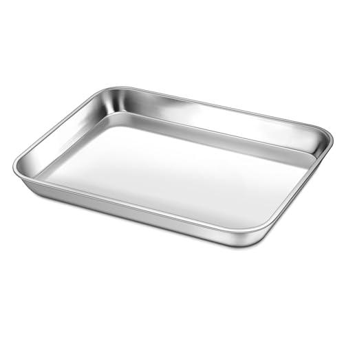 P&P CHEF 9 Inch Baking Cookie Sheet, Oven Pan Tray Stainless Steel Sheet Pan for Kitchen, Oven Bakeware for Multi Uses, Shiny Look & Dishwasher Safe, Healthy & Heavy Duty, 1Pc - Image 1