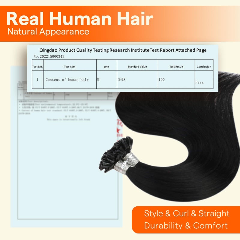 Full Shine U Tip Hair Extensions Human Hair Color 1 Jet Black 18 Inch 50 Grams K Tip Hair Extensions Real Human Hair Prebonded Fusion Extensions for Women - Image 5