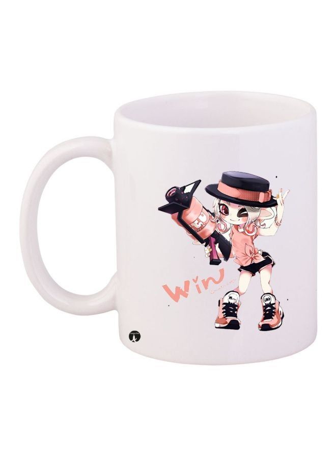 RKN Anime Girl Printed Coffee Mug White/Pink/Black 11ounce - Image 1