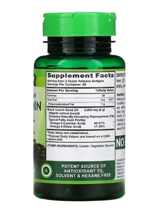 Nature's Truth Black Cumin Seed Oil 2000 mg 50 Quick Release Softgels 1000 mg per Softgel  - Image 2