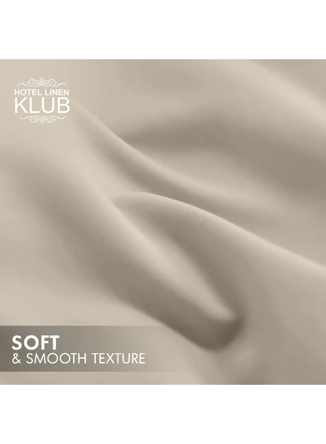 Hotel Linen Klub Hotel Linen Klub Double Duvet Cover 3PC Set - 350TC 100% Long Staple Cotton Sateen -Luxury Quality, Easy Button Closure, Size: 200x200cm + 2PC Pillow Sham 50 x 75+ 5cm, Stone