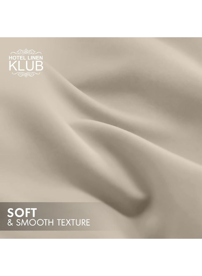 Hotel Linen Klub Hotel Linen Klub Double Duvet Cover 3PC Set - 350TC 100% Long Staple Cotton Sateen -Luxury Quality, Easy Button Closure, Size: 200x200cm + 2PC Pillow Sham 50 x 75+ 5cm, Stone  - Image 3
