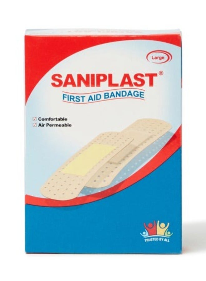 SANIPLAST Pack of 2 - Saniplast Large Bandage 20’S, Adhesive Bandages Flexible Breathable Bandages for First Aid Wound Skin Wrap, Wound Care, Finger cut & Skin Cut. Protection from Bacteria and fast healing - Image 1