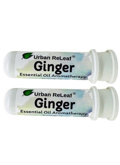 Urban ReLeaf Ginger Essential Oil Aromatherapy Nasal Inhalers, Set of 2 — Pure Undiluted Spice Oil, Easy Open Snap Top. Made in USA. Alcohol-Free. No Mess. Pocket Size.  - Image 1