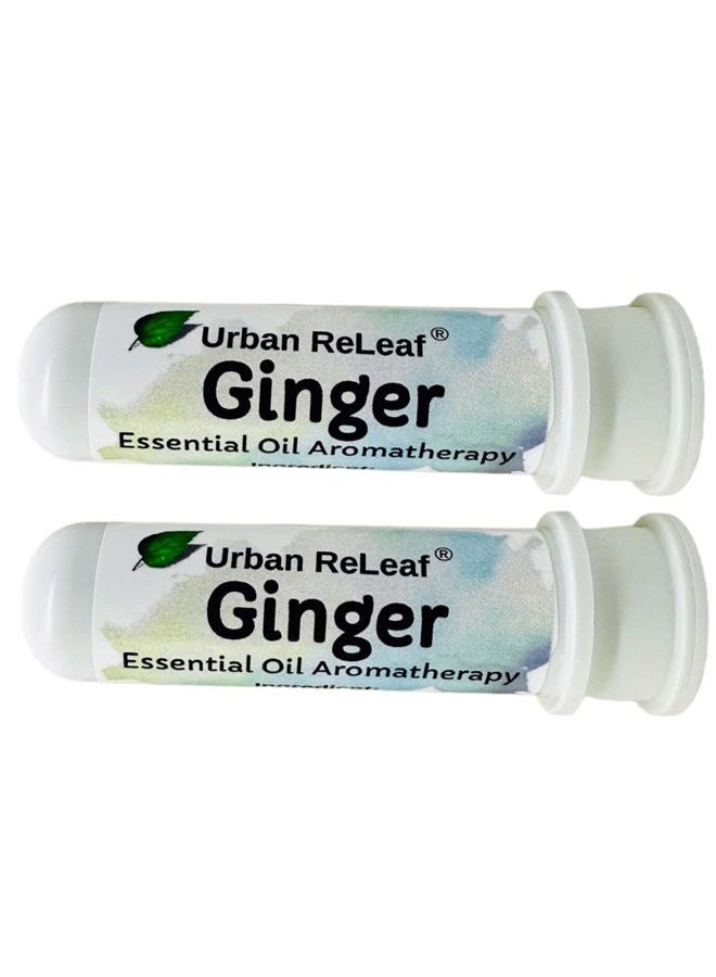 Urban ReLeaf Ginger Essential Oil Aromatherapy Nasal Inhalers, Set of 2 — Pure Undiluted Spice Oil, Easy Open Snap Top. Made in USA. Alcohol-Free. No Mess. Pocket Size. - Image 1