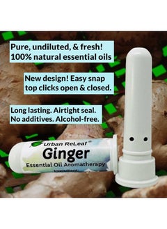 Urban ReLeaf Ginger Essential Oil Aromatherapy Nasal Inhalers, Set of 2 — Pure Undiluted Spice Oil, Easy Open Snap Top. Made in USA. Alcohol-Free. No Mess. Pocket Size.  - Image 2