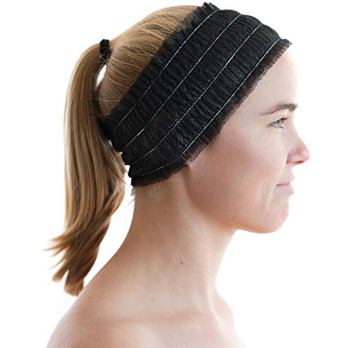 LIFESOFT 100 Count Disposable Facial Spa Headbands Individual Wrapped (Black) - Image 2