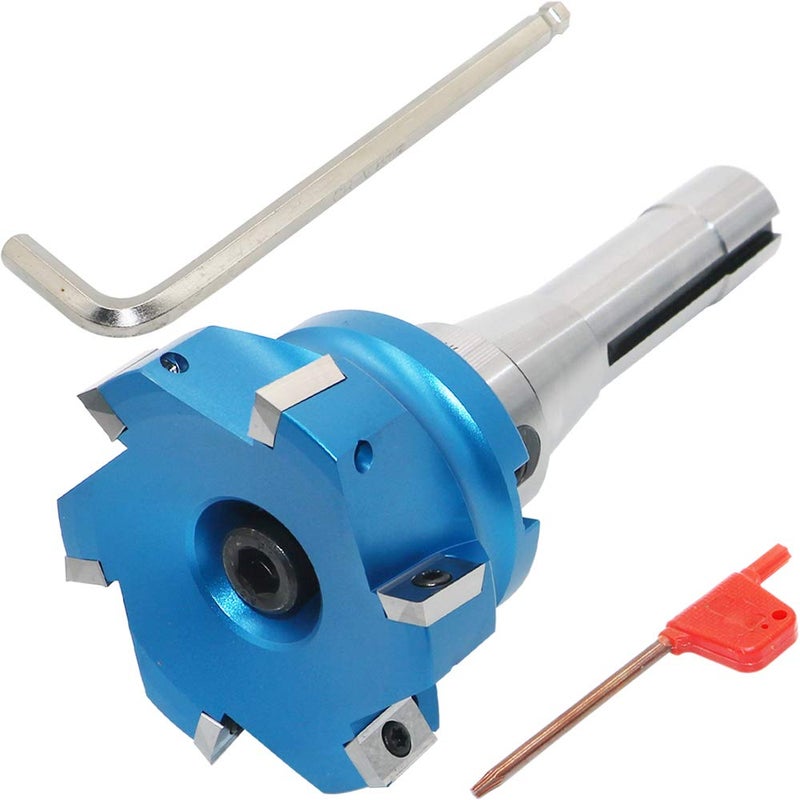 LingGan 3.15 Inch Face Milling Cutter Aluminum 400R 80MM CNC End Milling Cutter Holder + R8-FMB22 Shank Face Shell Mill Arbor + 6pcs APKT1604 Carbide Inserts + 8mm Hexagon Wrench + T15 Wrench CNC Machine Tool - Image 2