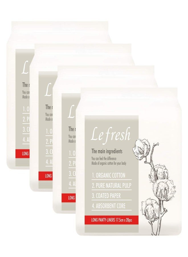 Lefresh Organic Cotton Cover Panty Liners | Long, 80 Count | Unscented - Vegan - Chlorine Free - Daily Feminine Pads - Light Absorbency - Image 1