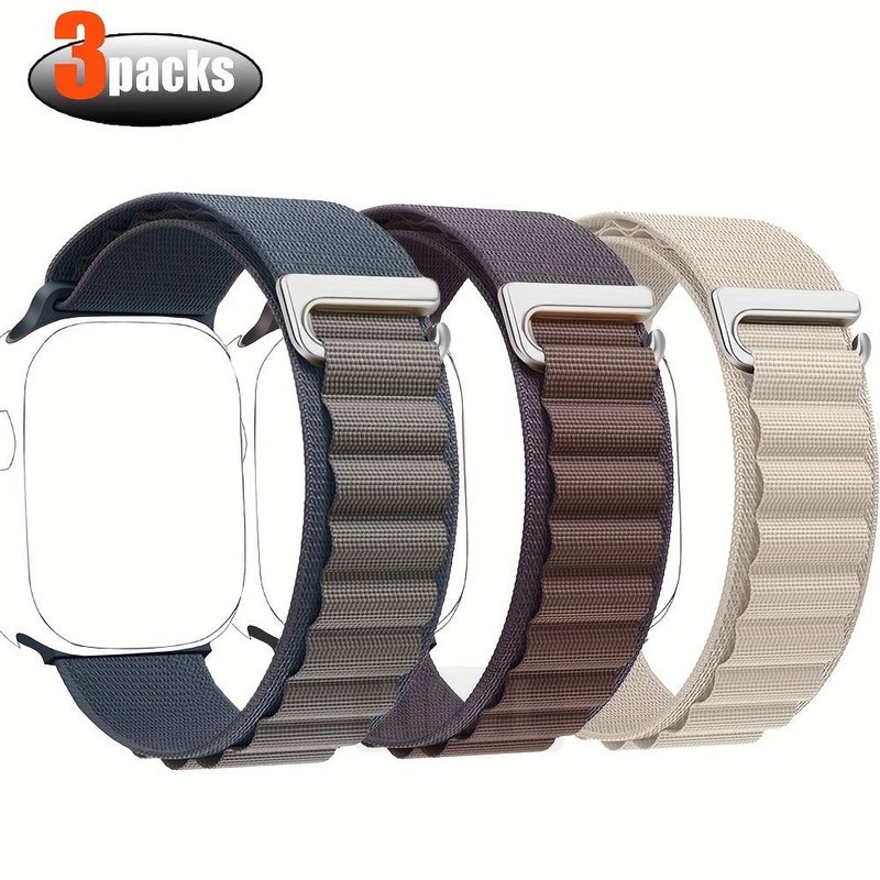 Compatible Nylon Loop Band For Smartwatch Series 10 46mm Mixed Color 3pcs - Image 1