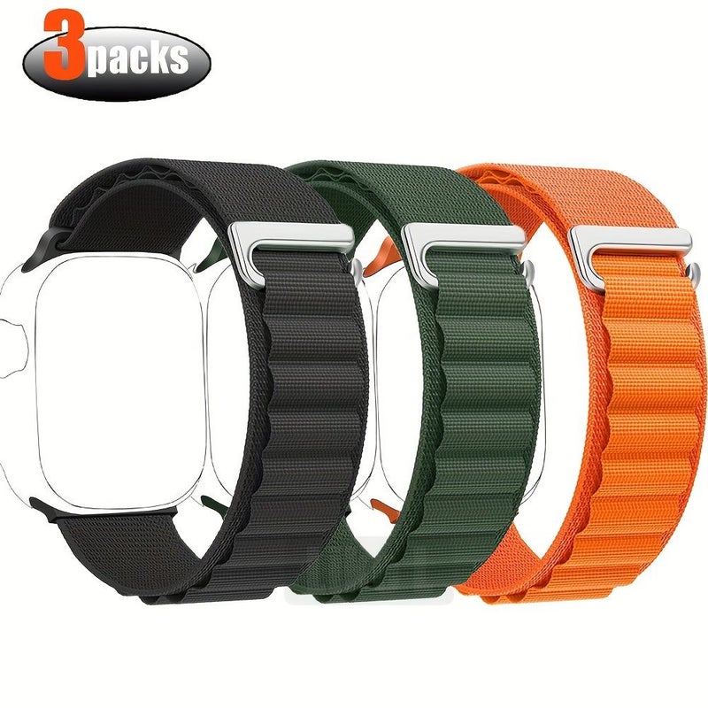 Compatible Nylon Loop Band For Smartwatch Series 10 46mm Mixed Color 3pcs - Image 3