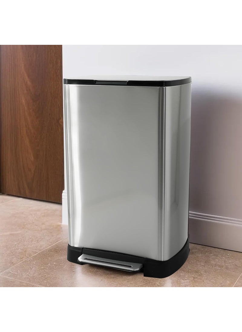 Umai UMAI Stainless Steel Dustbin With Lid 30 L Dustbin For Kitchen Pedal Dustbin With Inner Bucket Dustbin For Bathroom Dustbin For Bedroom Activated Carbon Filters Silver  - Image 1