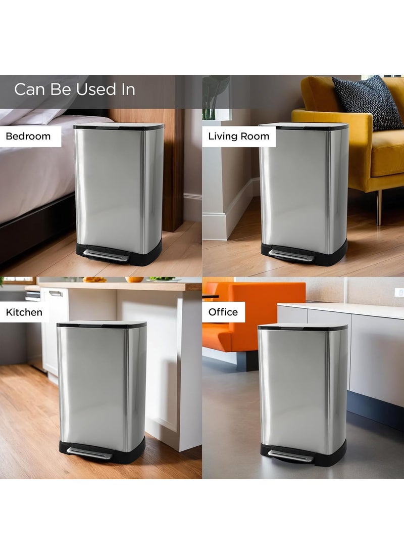Umai UMAI Stainless Steel Dustbin With Lid 30 L Dustbin For Kitchen Pedal Dustbin With Inner Bucket Dustbin For Bathroom Dustbin For Bedroom Activated Carbon Filters Silver  - Image 5