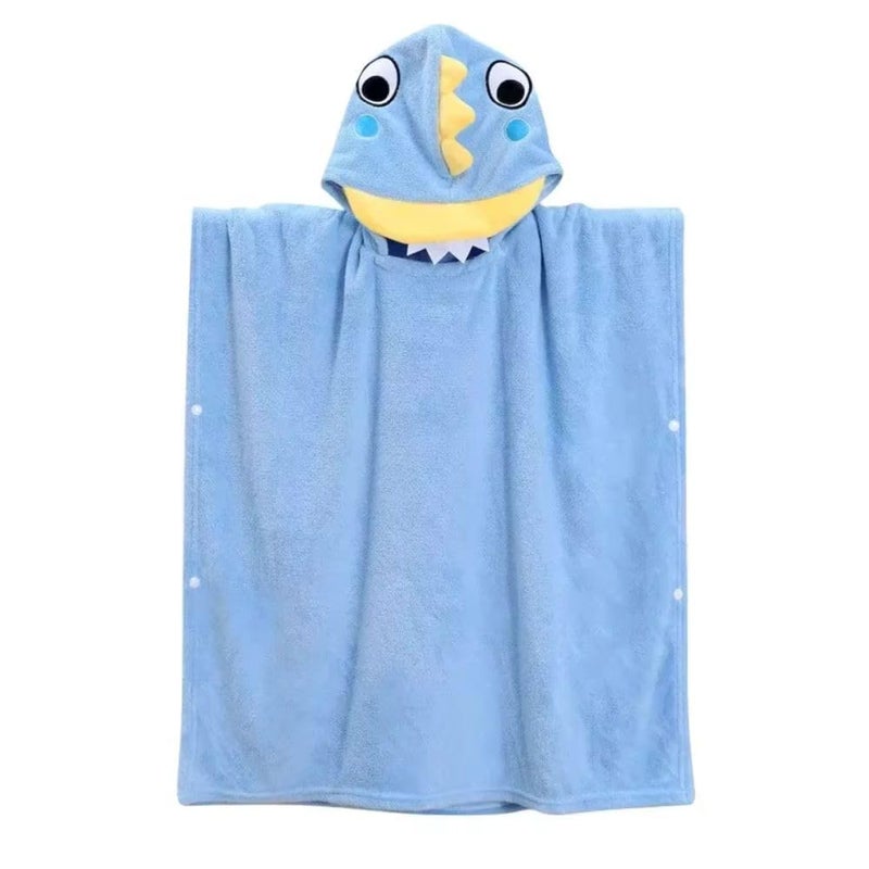 BLiSS HUES Premium Coral Fleece Hooded Baby Bath Towel/Poncho for Kids 3-7 Years - Ultra-Soft, Absorbent, and Cozy Cloak for Infants and Toddlers - Blue - Image 1