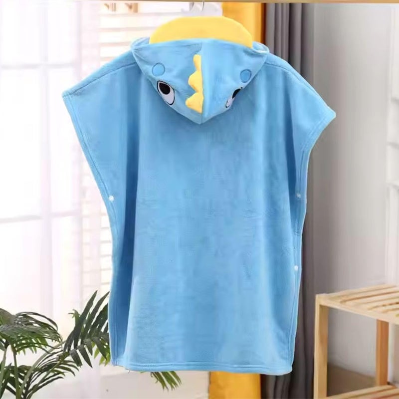 BLiSS HUES Premium Coral Fleece Hooded Baby Bath Towel/Poncho for Kids 3-7 Years - Ultra-Soft, Absorbent, and Cozy Cloak for Infants and Toddlers - Blue - Image 3