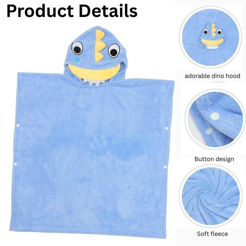 BLiSS HUES Premium Coral Fleece Hooded Baby Bath Towel/Poncho for Kids 3-7 Years - Ultra-Soft, Absorbent, and Cozy Cloak for Infants and Toddlers - Blue - Image 4