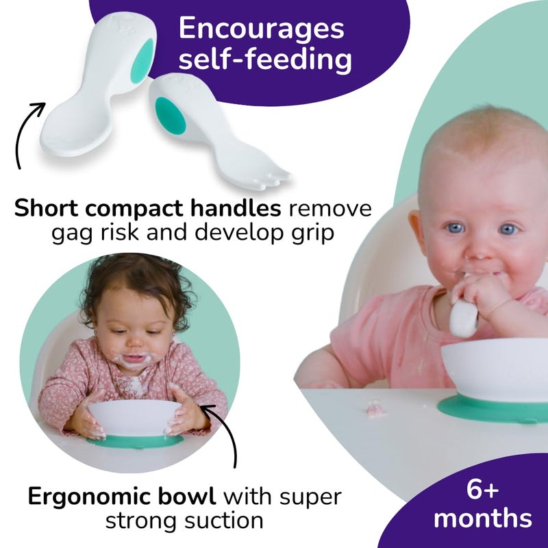 Doddl Baby Spoon and Fork, Cutlery Set for Babies 6+ Months, Learn to Self-Feed. Helps Weaning (Aqua) - Image 4