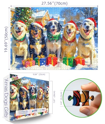 MINIWAN Christmas Dog Gathering 1000 Piece Puzzle for Adults Fun Puzzles for Adults 1000 Pieces with HD Print Poster 275 197 in Dust Free for Gifts Halloween Christmas Family Games Lovers - Image 5