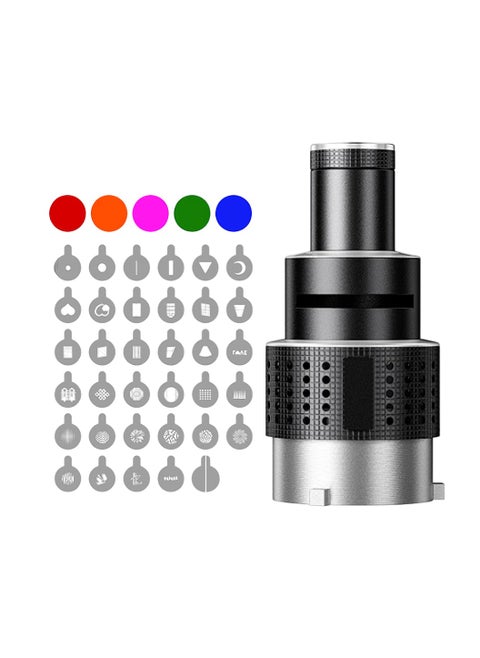 Flash Snoot Conical Lens, Optical Spotlight Lens, Video Artist Modelling Shape Photo Studio Light Kit, High Temperature Resistance Optical Focusing Projection Lens, (35pcs Graphics Lens Plus Five Colors)