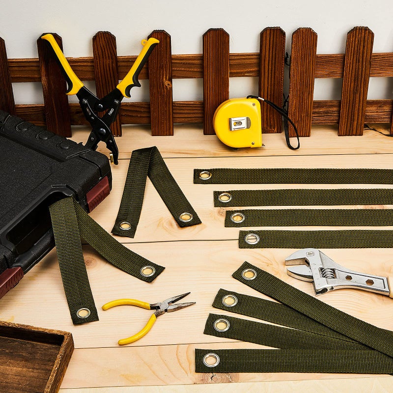 Mtlee 16 Pieces Garden Straps for Staking 15.74 Inches Tree Support Ties for Newly Planted Saplings and Hurricane Protection with Grommet Heavy Duty Tree Ties(Pure Green) - Image 4