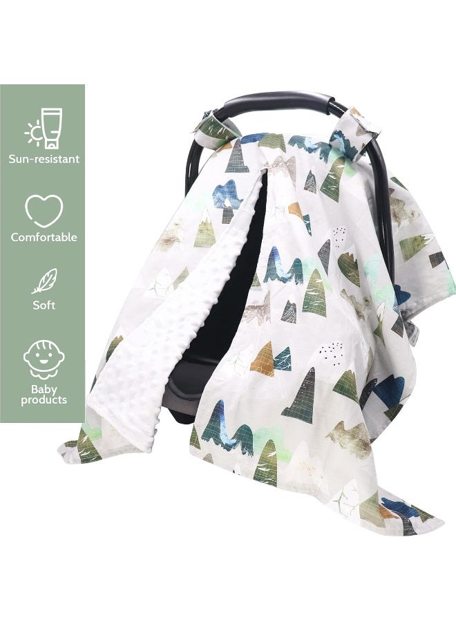 TANOFAR Car Seat Cover for Babies, Mountain Peekaboo Opening Minky Carseat Canopy for Newborn, Multiuse, Mom Nursing Breastfeeding Covers, Minky Blanket for Infant Toddler - Image 2