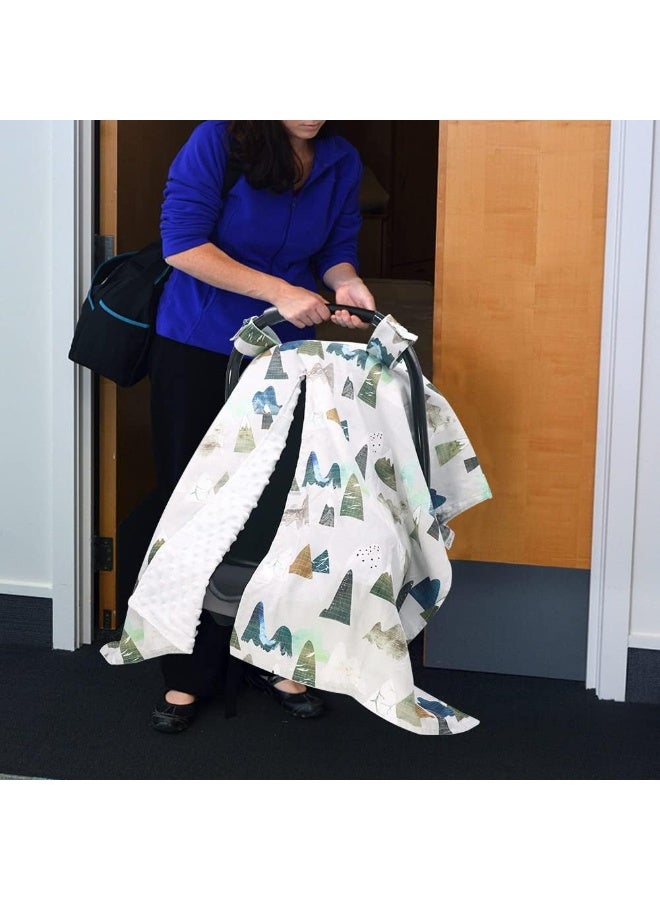 TANOFAR Car Seat Cover for Babies, Mountain Peekaboo Opening Minky Carseat Canopy for Newborn, Multiuse, Mom Nursing Breastfeeding Covers, Minky Blanket for Infant Toddler - Image 5