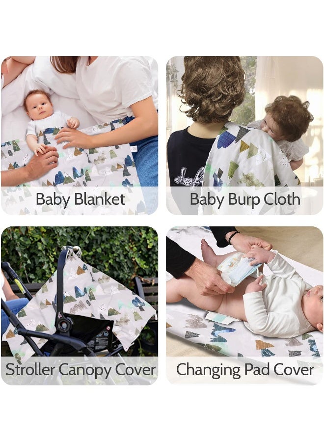 TANOFAR Car Seat Cover for Babies, Mountain Peekaboo Opening Minky Carseat Canopy for Newborn, Multiuse, Mom Nursing Breastfeeding Covers, Minky Blanket for Infant Toddler - Image 3