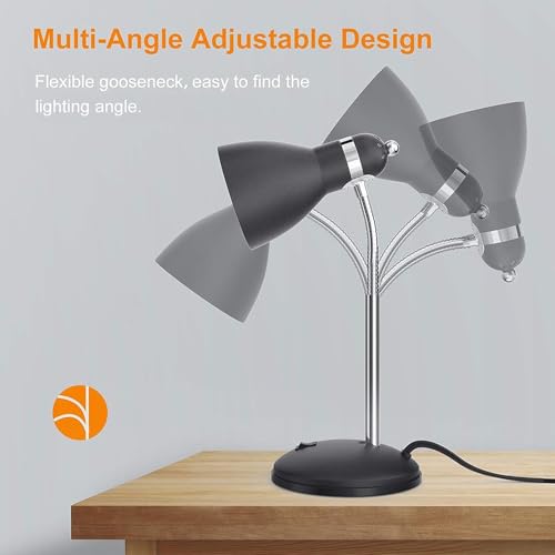 LEPOWER Metal Desk Lamp, Eye-Caring Table Lamp, Study Lamps with Flexible Goose Neck for Bedroom, Home Office (Matte Black) - Image 5