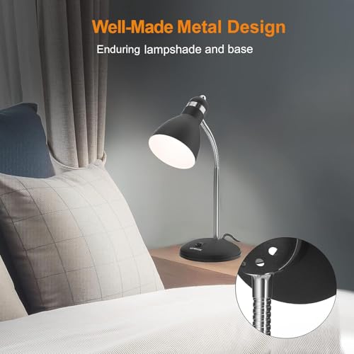LEPOWER Metal Desk Lamp, Eye-Caring Table Lamp, Study Lamps with Flexible Goose Neck for Bedroom, Home Office (Matte Black) - Image 2