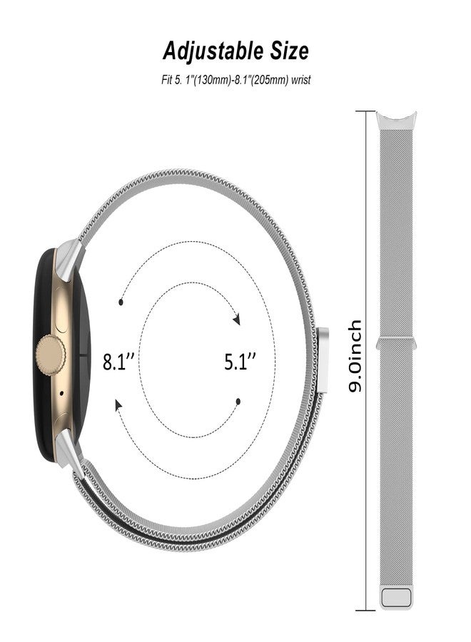 Vanjua 2 PACK Metal Band for Google Pixel Watch 3 41mm Bands/Google Pixel Watch 2/1 Bands Women Men, Stainless Steel Mesh Loop Adjustable Wristband Replacement Straps - Image 3