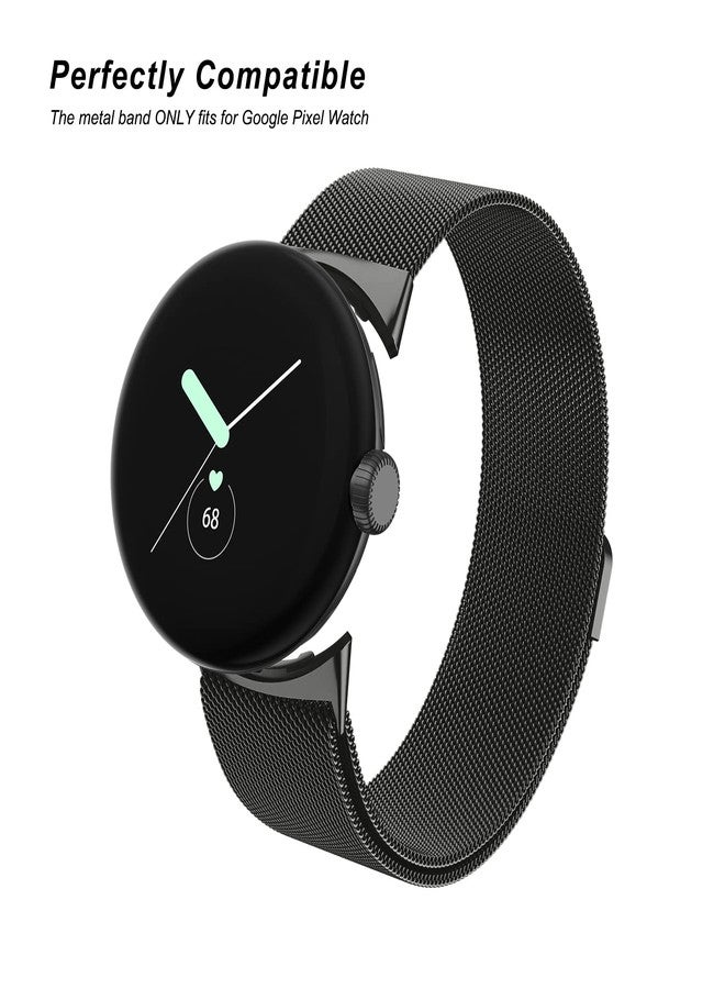 Vanjua 2 PACK Metal Band for Google Pixel Watch 3 41mm Bands/Google Pixel Watch 2/1 Bands Women Men, Stainless Steel Mesh Loop Adjustable Wristband Replacement Straps - Image 4