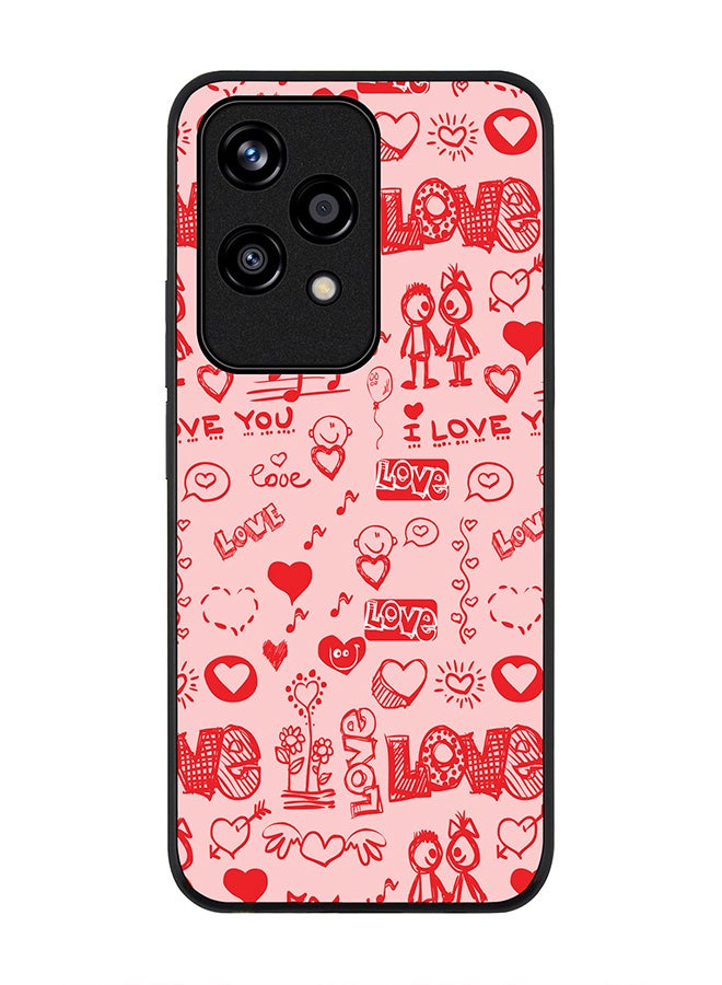 Stylizedd Rugged Black edge case for Honor 200 Lite, Slim fit Soft Case Flexible Rubber Edges Anti Drop TPU Gel Thin Cover -  Love Doodle - Image 1