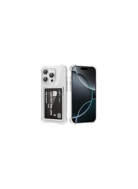 Compatible with iPhone 16 Pro Max inch Clear Case Card Holder Wallet Crystal Clear Back Wallet Soft TPU Shockproof Shock Absorption Drop Protection with Camera Lens Protection - Clear