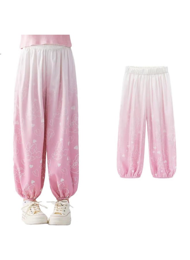 Disney Ice Silk Lantern Pants Girls' Pants Summer Thin Cool Breathable Children'S Mosquito-Proof Pants Sm97838 Pink 150 - Image 1