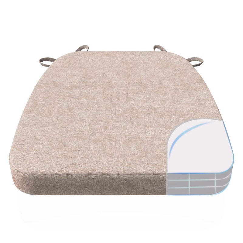 AAAAAcessories DShaped Chair Cushions 2 Thick Dining Chair Pads with Ties and Removable MachineWashable Cover 17 x 16 Oatmeal Beige