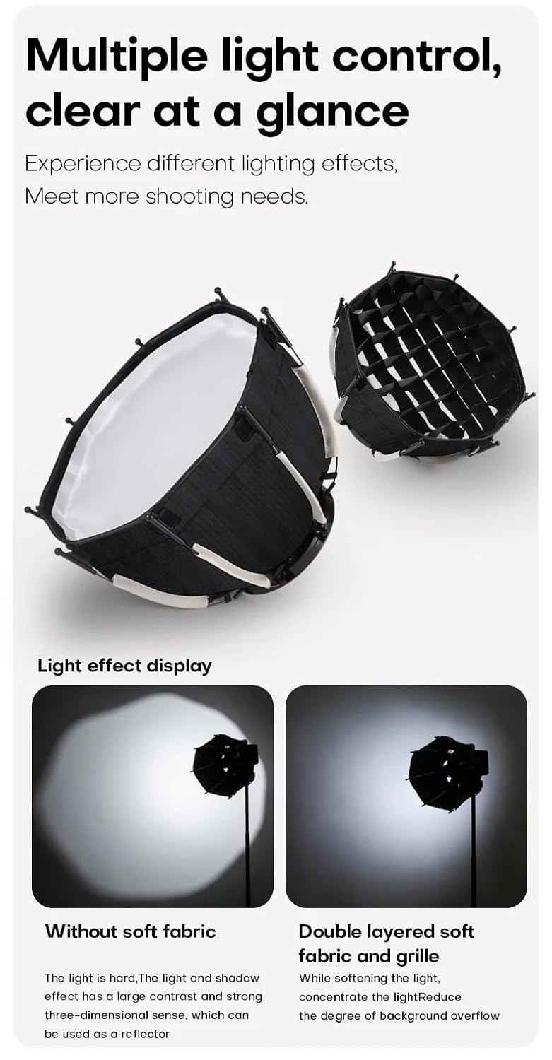 YUGAM 30 سم أكتا ميني مع صندوق ناعم بارابوليك مع خلية نحل، تركيب بوانز سريع، للإضاءة المستمرة في الاستوديو - Image 5