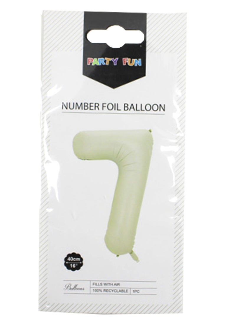 PARTY FUN Foil Number Balloon 16" No.7 Cream Color  - Image 2