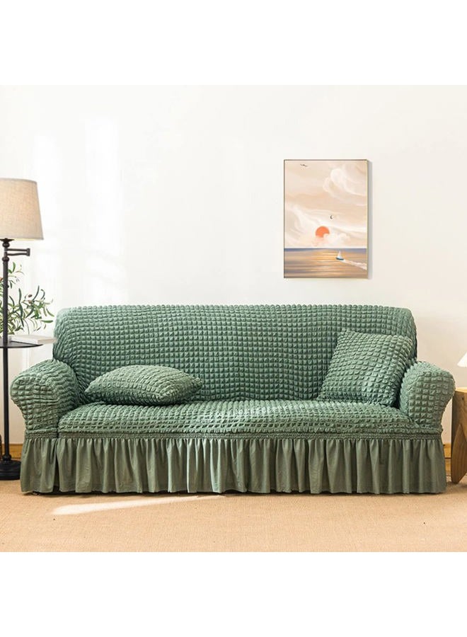 Qubjus Stretch Sofa Slipcover Sofa Covers Washable Couch Sofa Bed Cover Easy Fit Furniture Protector with Elastic Bottom and Skirt (Green, Medium) - Image 5